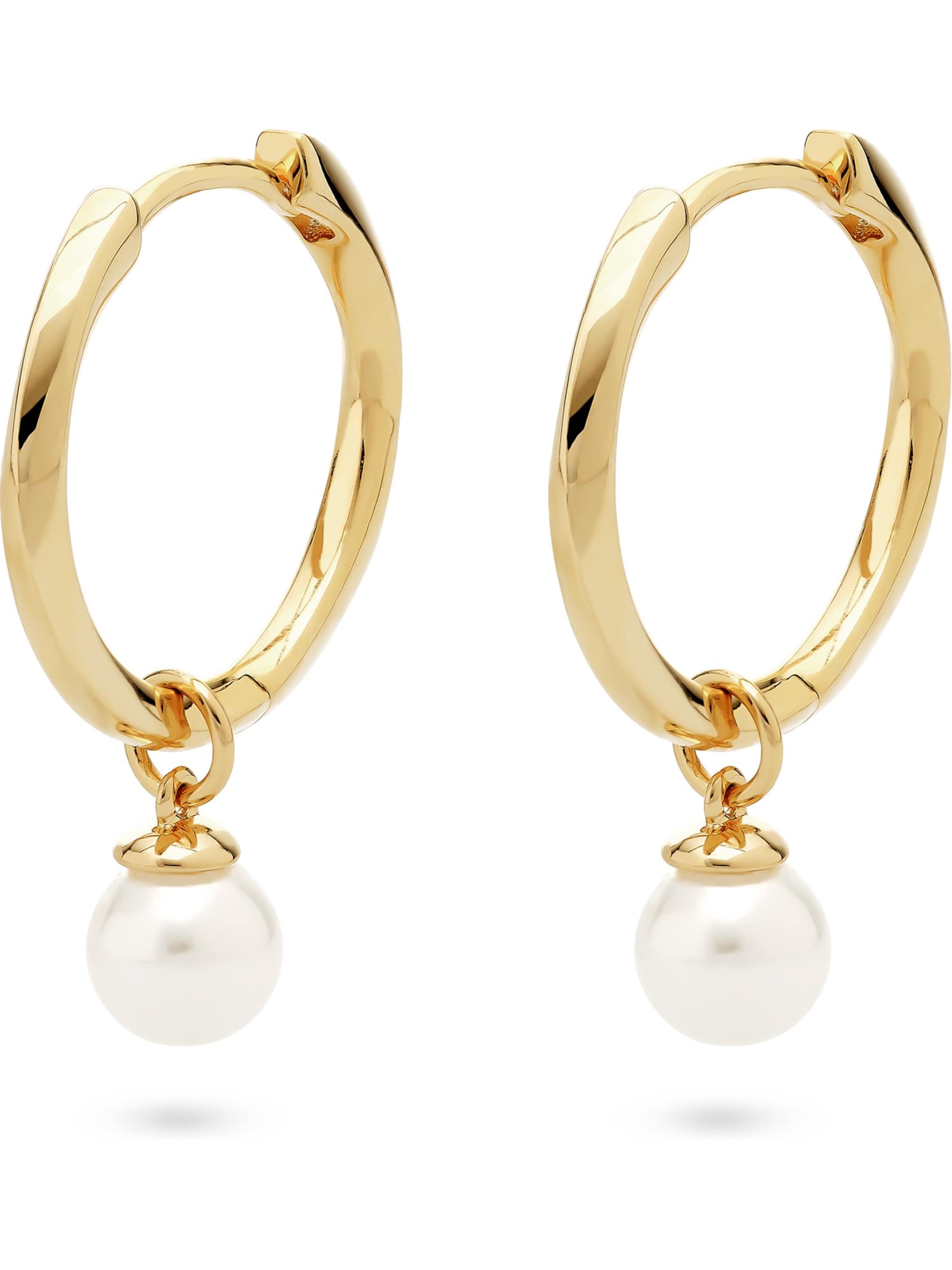 JETTE JETTE Damen-Ohrhänger 925er Silber, recycelt Perlmutt ' ' in Gelb: Vorderseite