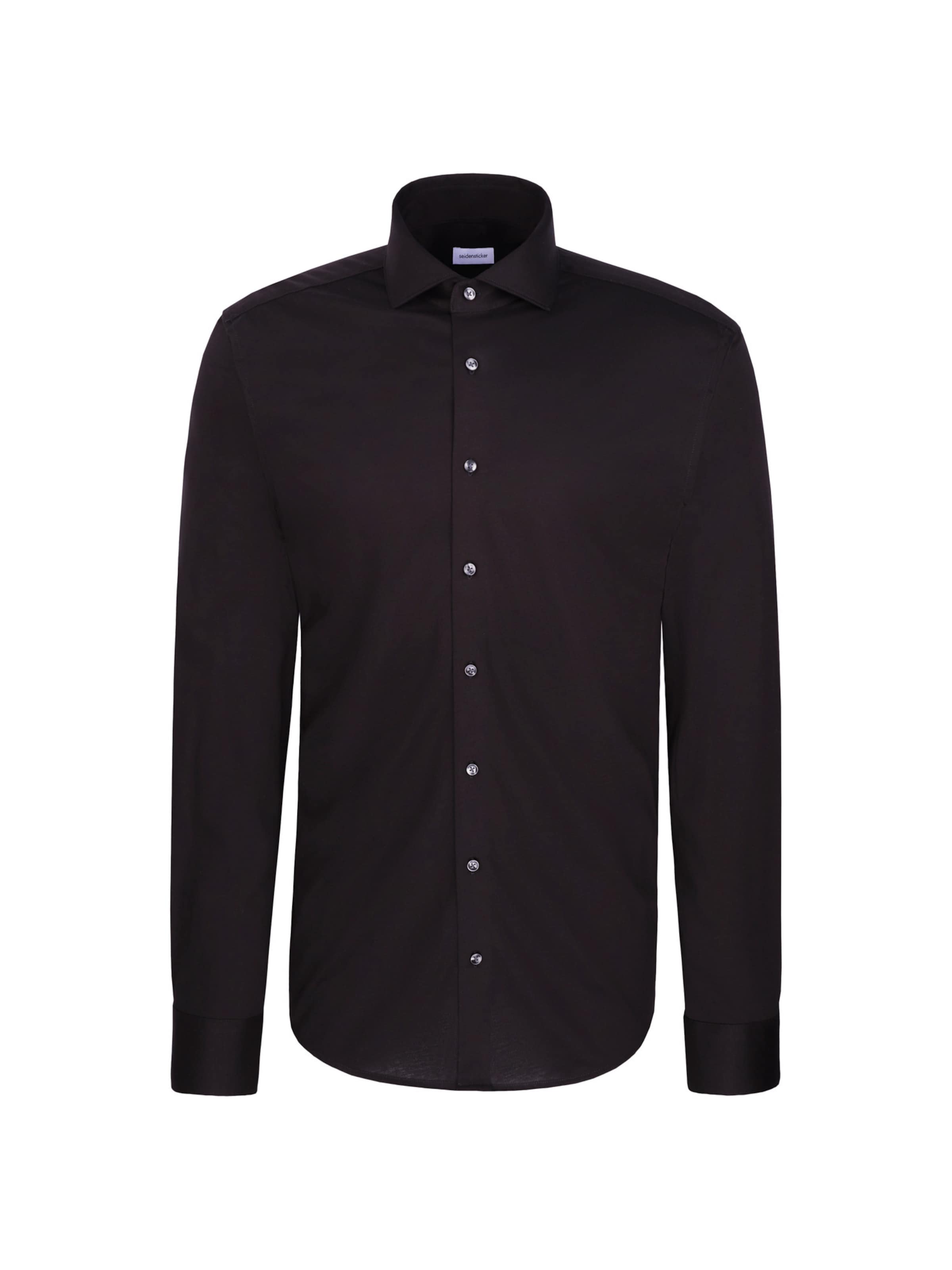 SEIDENSTICKER Slim Fit Hemd in Schwarz: Vorderseite