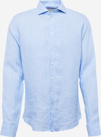 Coupe slim Chemise 'Perth' Bruun & Stengade en bleu : devant