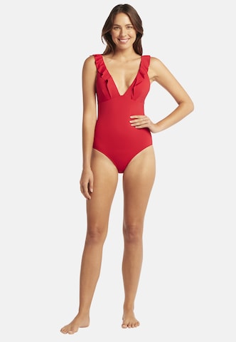 SEA LEVEL Triangel Badeanzug 'Frill Essentials' in Rot