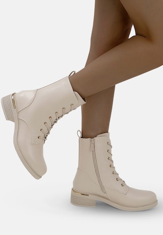Elara Schnürstiefelette in Beige