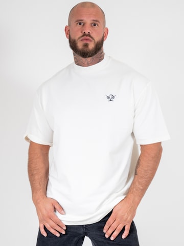 leon aguila Shirt 'Cream Embroidered Tee' in Beige