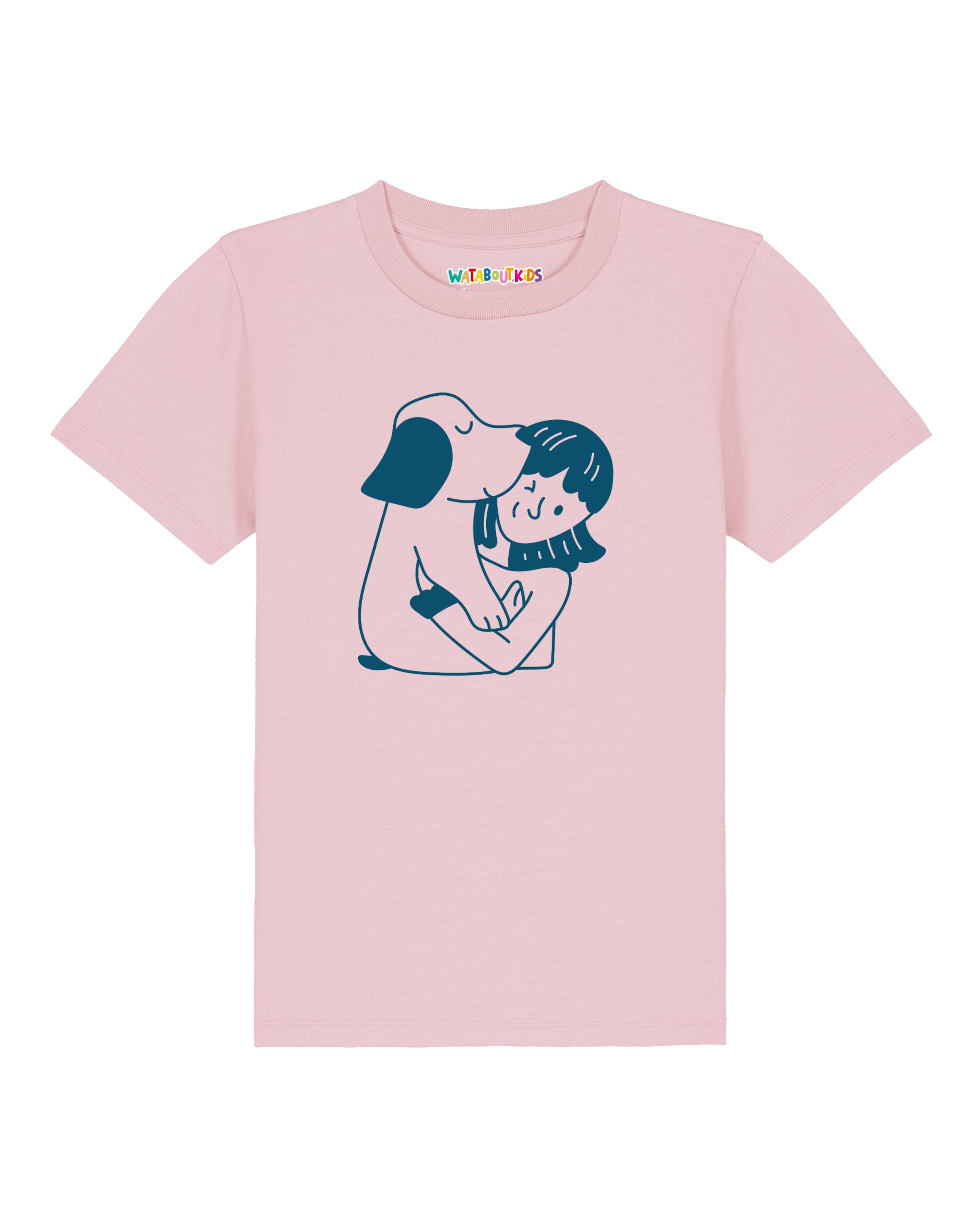 Maglietta 'Mädchen und Hund' di watabout.kids in rosa: frontale