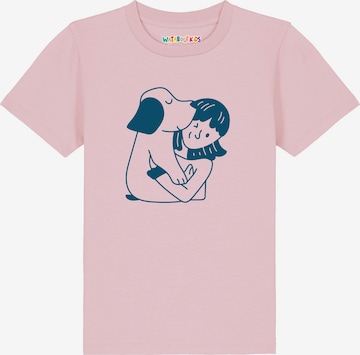 Maglietta 'Mädchen und Hund' di watabout.kids in rosa: frontale