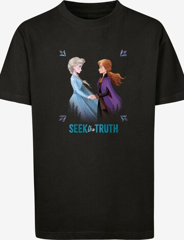 F4NT4STIC Shirt 'Disney Frozen 2 Elsa And Anna Seek The Truth' in Zwart: voorkant