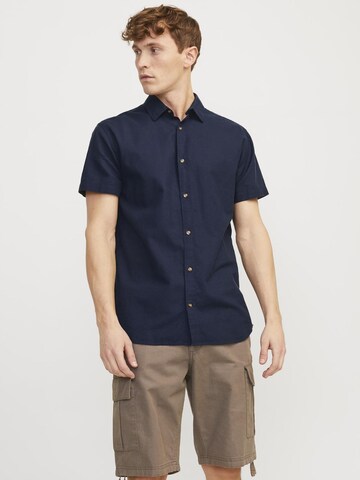 JACK & JONES Comfort fit Button Up Shirt in Blue: front