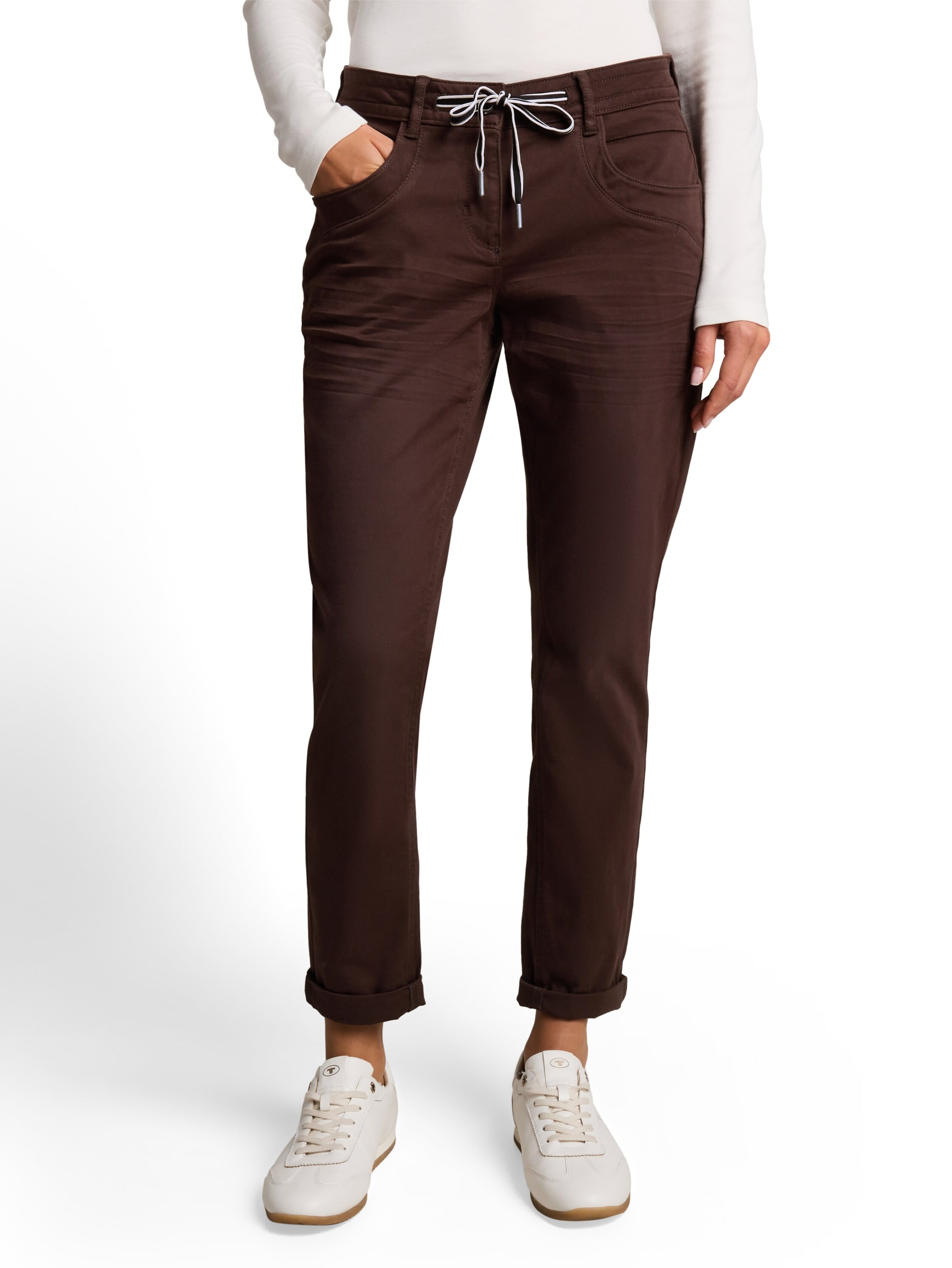 TOM TAILOR Slimfit Bukser i brun: forside