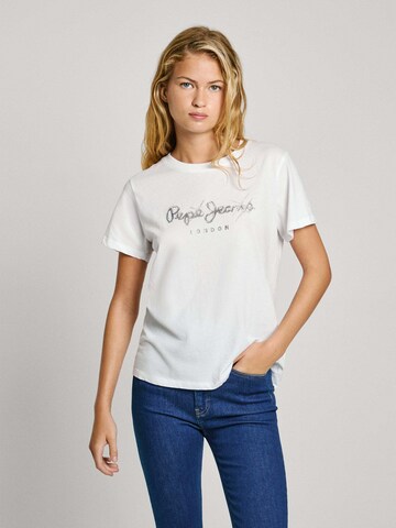 balts Pepe Jeans T-Krekls 'LETICIA': no priekšpuses