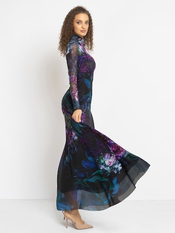 JIORO Jurk 'PEONIES' in Zwart