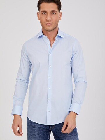 Slim fit Camicia business 'Firenze Essentials Poplin Stretch Man Shirt White' di 7Camicie in blu: frontale