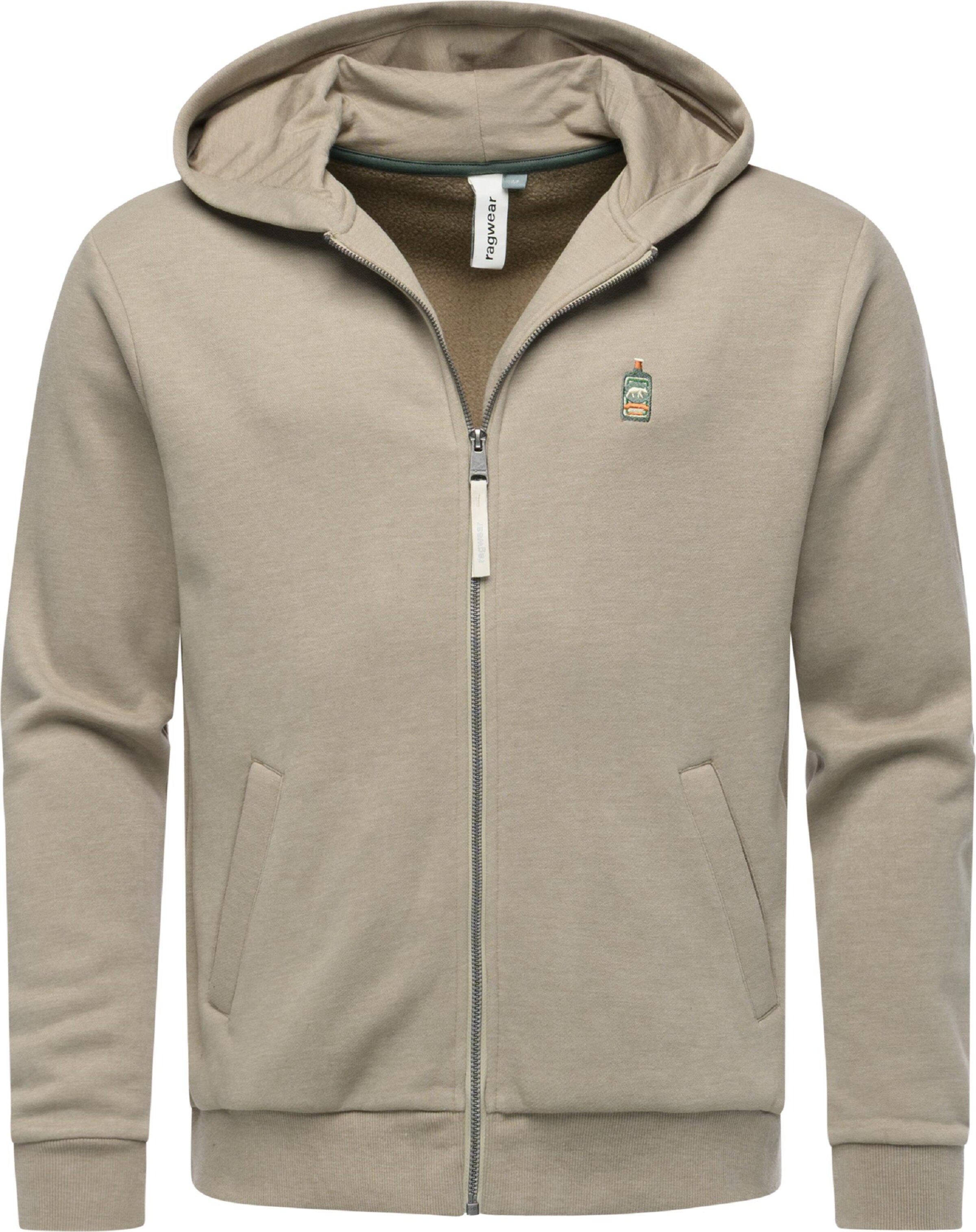 Ragwear Zip-Up Hoodie 'Natten Emb' in Green: front
