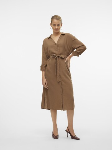 VERO MODA Shirt Dress 'VMLinn' in Brown