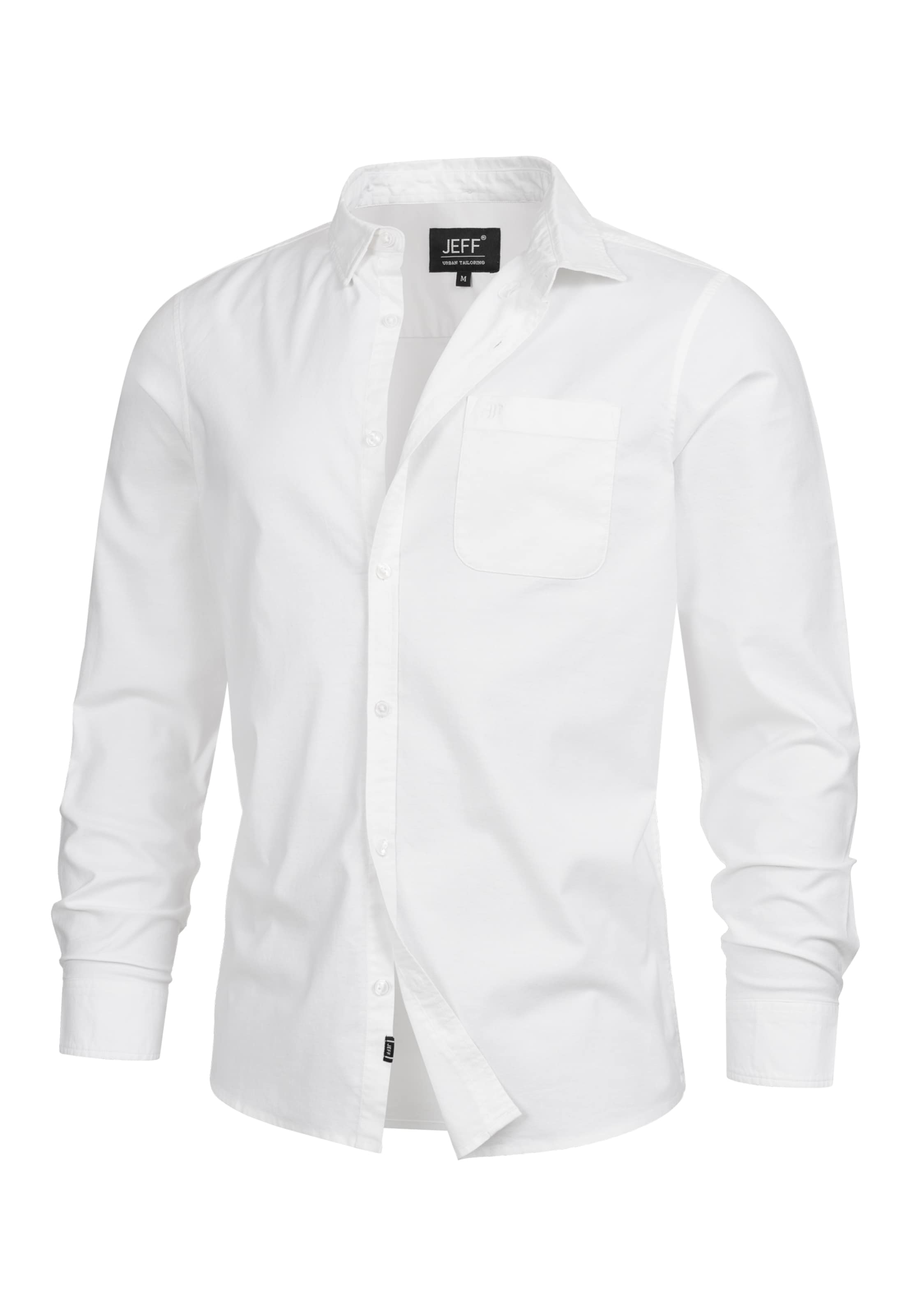 JEFF Comfort fit Button Up Shirt 'Silvwin' in White: front