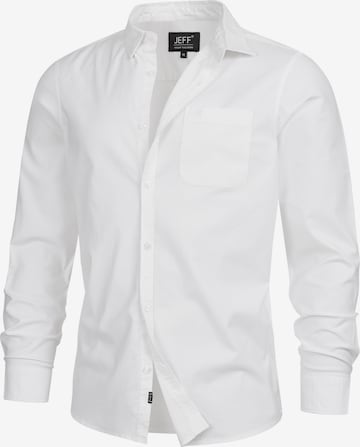 JEFF Comfort fit Button Up Shirt 'Silvwin' in White: front