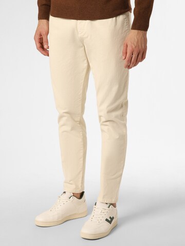 Finshley & Harding Tapered Pantalon 'Riley' in Beige: voorkant