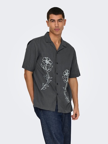 Only & Sons Comfort fit Overhemd 'ONSGali' in Grijs: voorkant