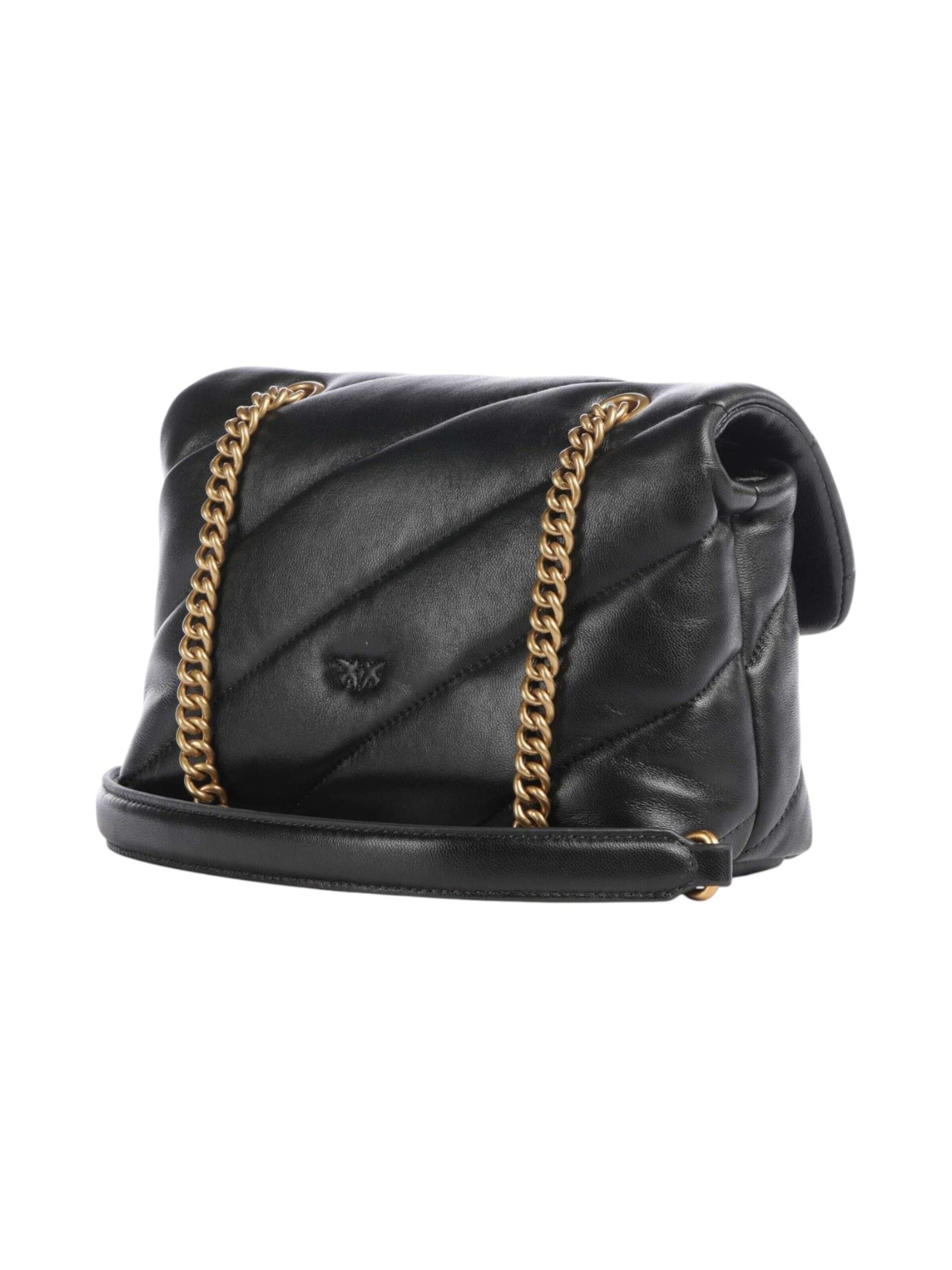 PINKO - Bolso de hombro 'Puff Mini New Buckle Sheep Nap' en negro