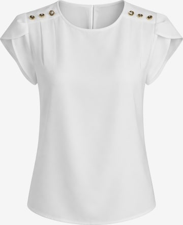 REGINA FASHION Bluza 'Short Sleeve Blouse with Decorative Shoulder Buttons' | bela barva: sprednja stran