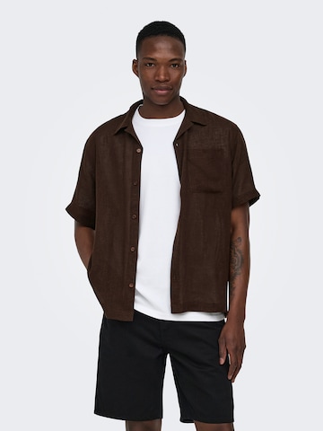 Only & Sons Comfort fit Koszula 'ONSLaurence' w kolorze brązowy: przód