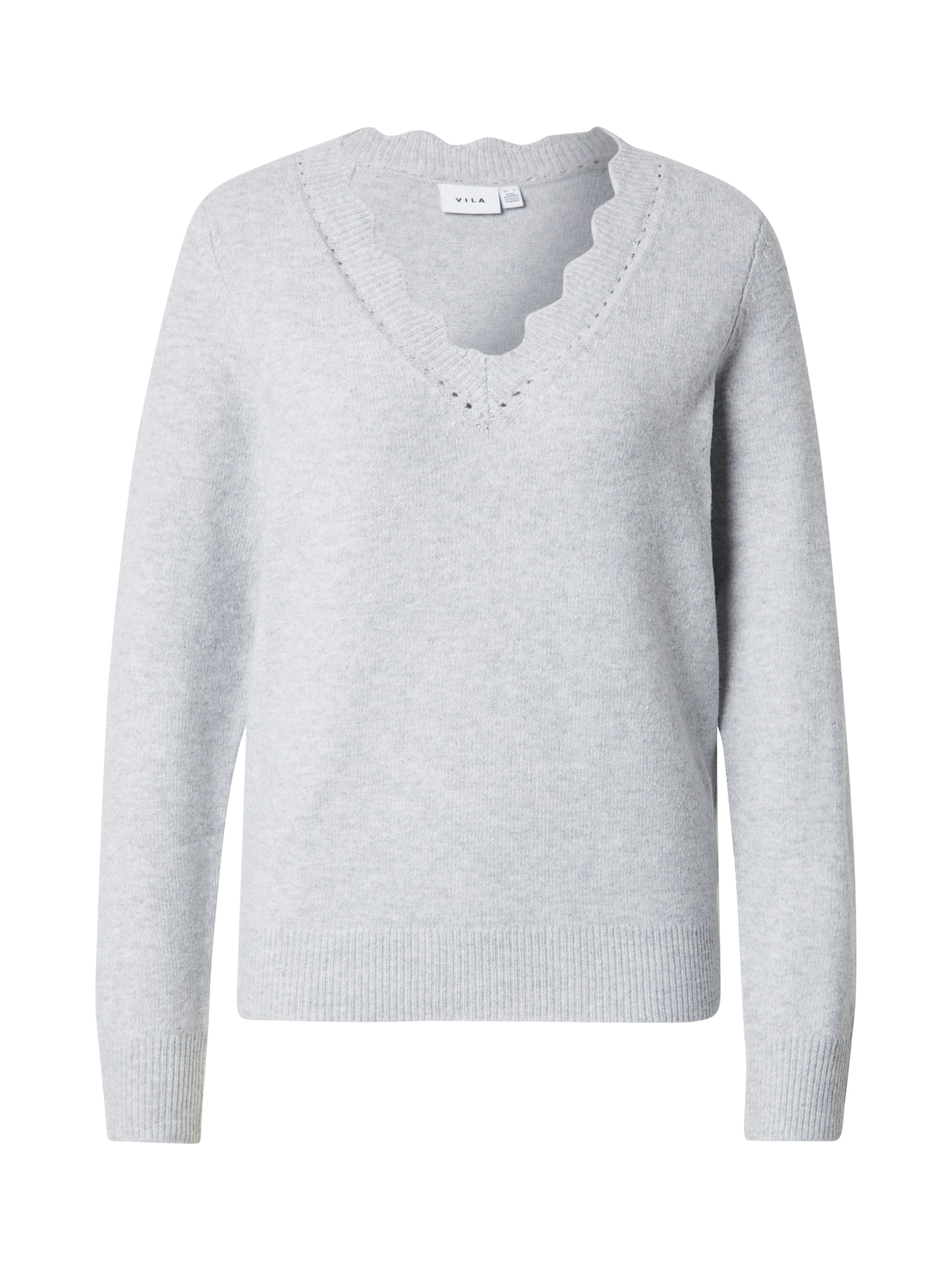 VILA Пуловер 'VINikolina' в сиво: отпред