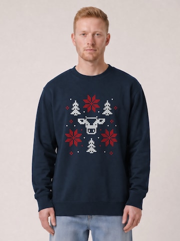 Watapparel Sweatshirt ' Christmas with love ' in Blauw: voorkant
