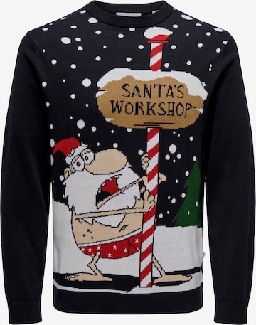 Only & Sons Sweater in Blue: front