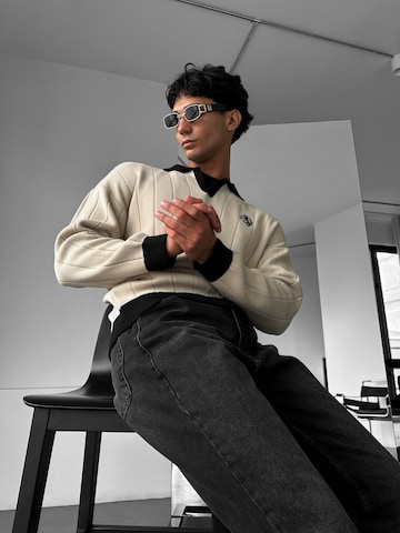 Kleidermafia - Jersey 'Oversized Embroidered Polo Sweater - Stone' en marrón