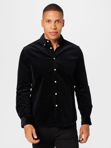 Les Deux Regular fit Overhemd 'Karlo' in Zwart: voorkant