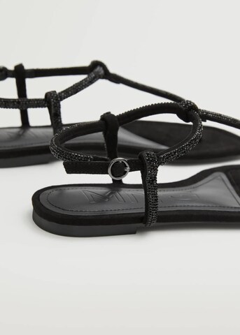 MANGO T-Bar Sandals 'Tubi' in Black