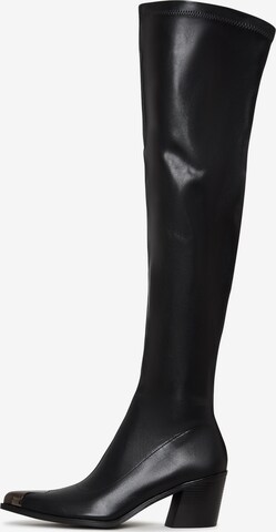 CESARE GASPARI Over the Knee Boots in Black: front