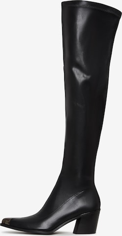 CESARE GASPARI Over the Knee Boots in Black: front