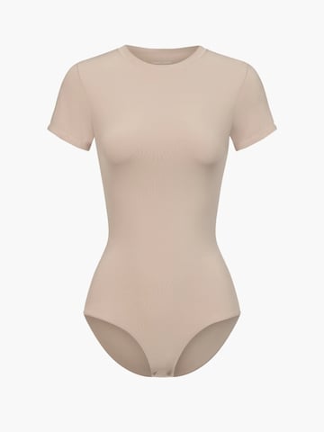 cfab (formerly creamy fabrics) - Body 'Crew Neck T-Shirt Bodysuit' en rosa: frente