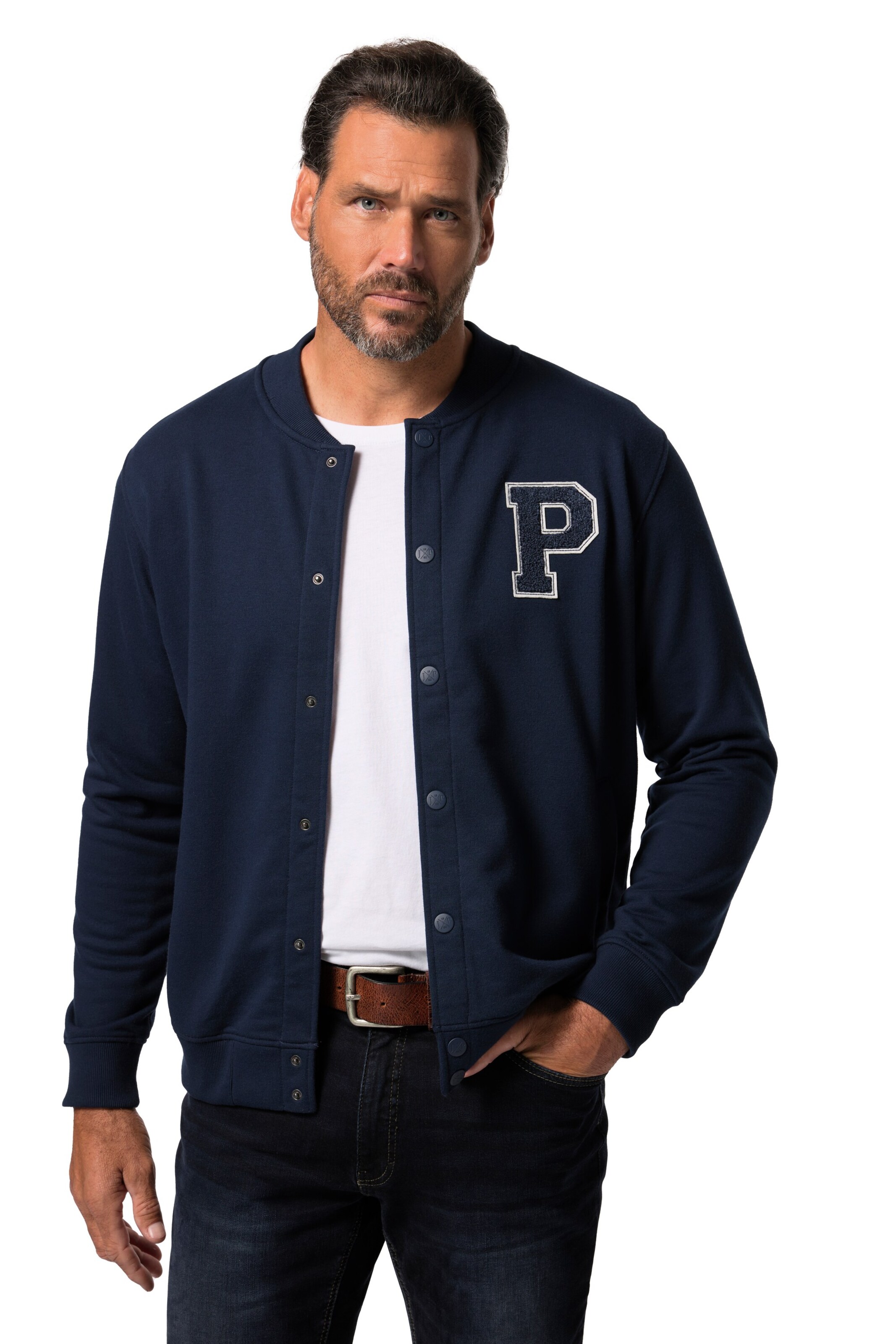 JP1880 Sweatvest in Blauw: voorkant