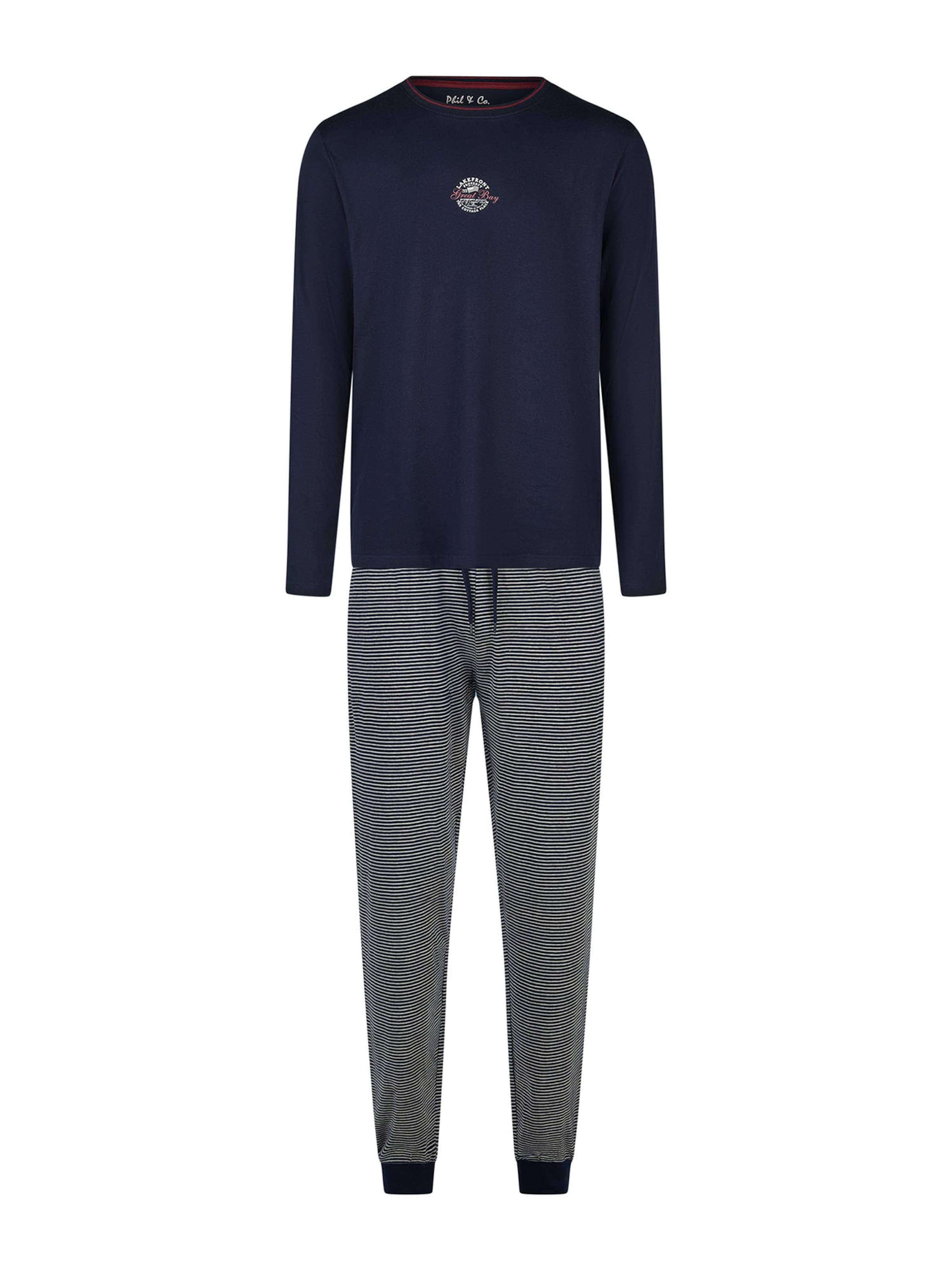 Phil & Co. Berlin Pyjama ' Great Bay ' in Blau: Vorderseite