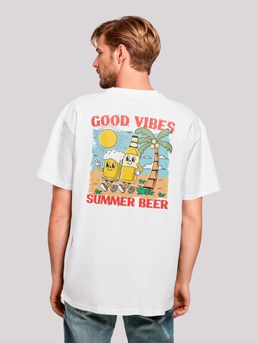 T-Shirt 'Summer Time Vintage Beer Cartoon' F4NT4STIC en blanc : devant