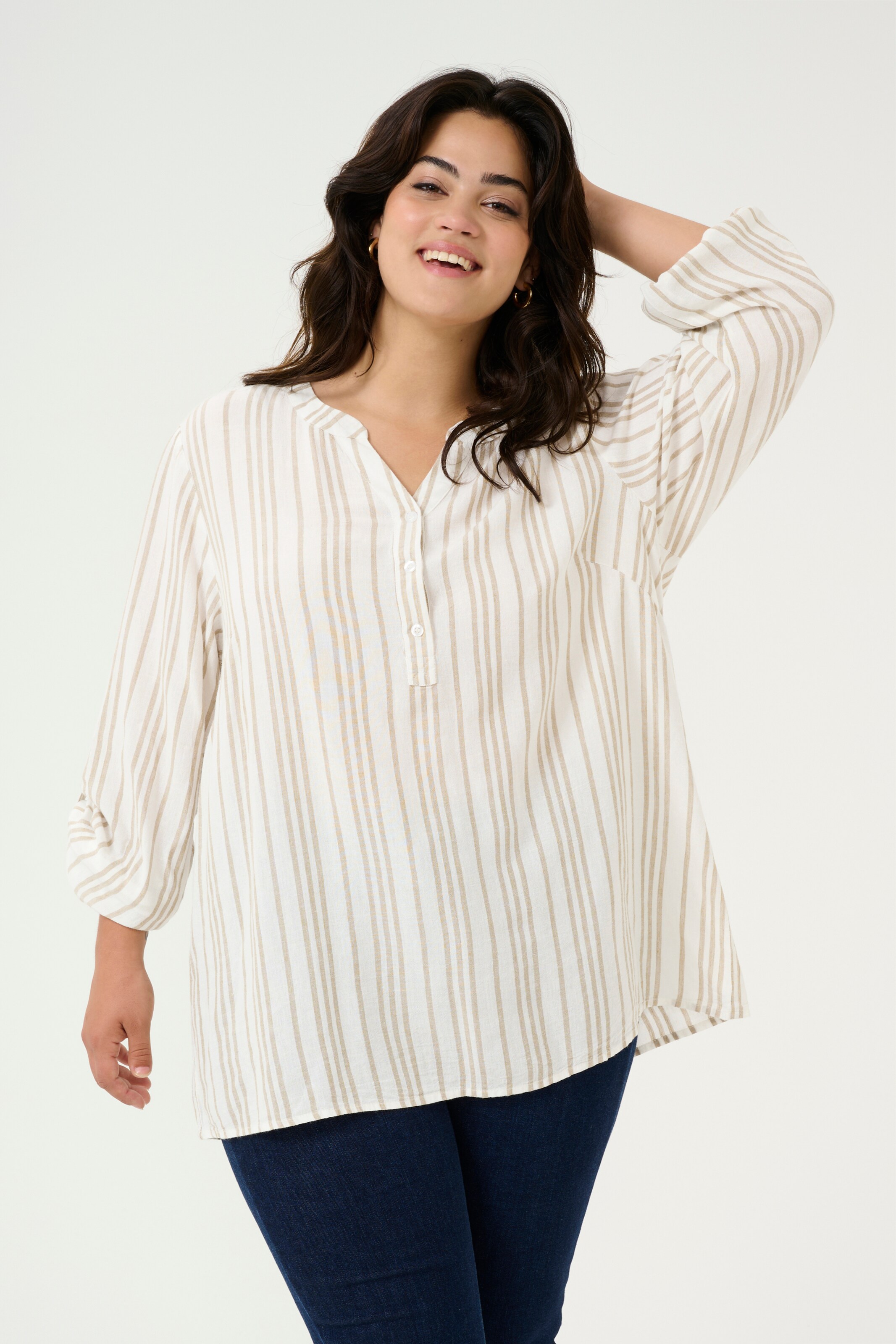 KAFFE CURVE Blouse 'Mille' in Beige: front