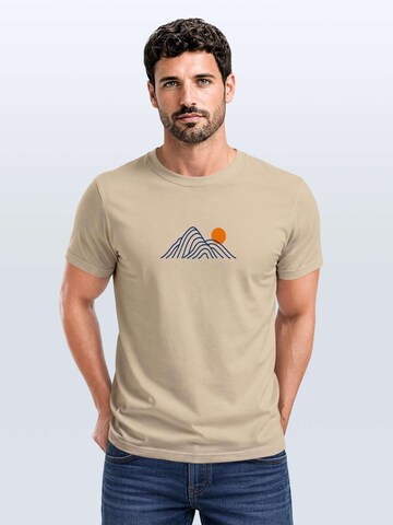 Neverless Shirt 'Lineart Berge'‌‌‌‌‌ in Beige: Vorderseite