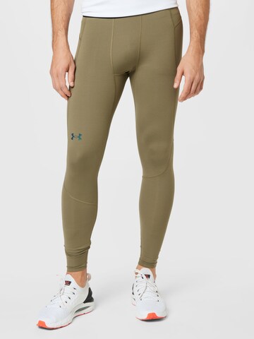 UNDER ARMOUR Skinny Workout Pants 'Rush' in Green: front