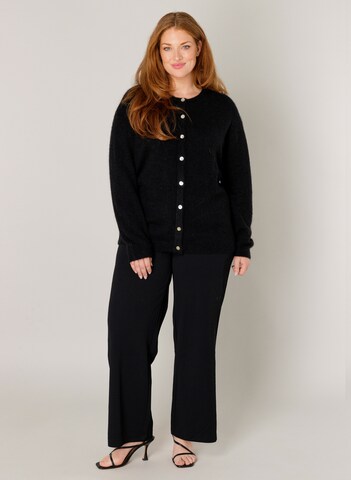 BASE LEVEL CURVY Knit Cardigan in Black: front