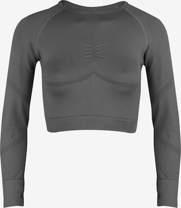 BeShaped Langarmshirt 'Power Up!' in Grau: Vorderseite
