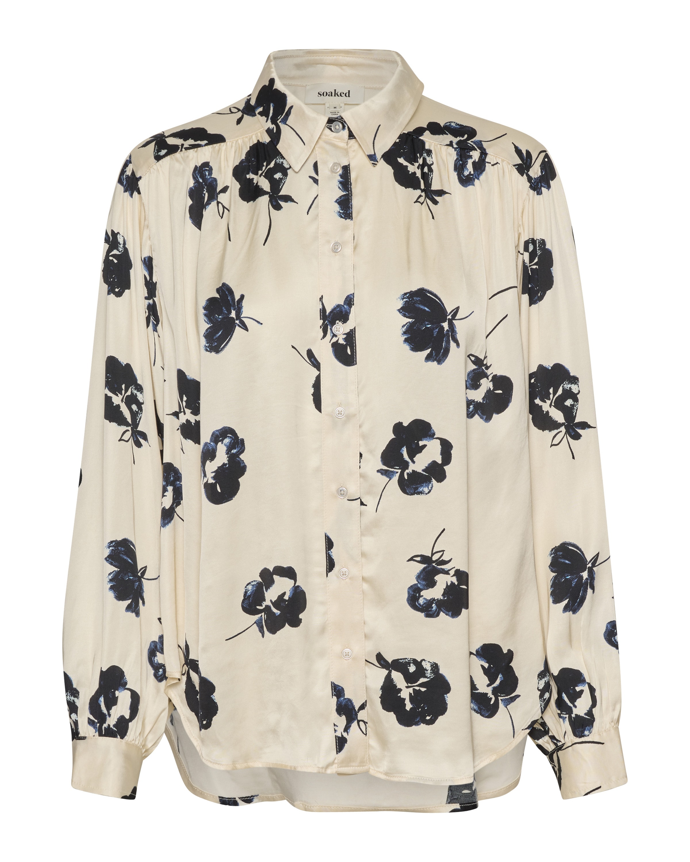 SOAKED IN LUXURY Blusa 'Erwina Ebba' em L em ecru / preto, Vista do artigo