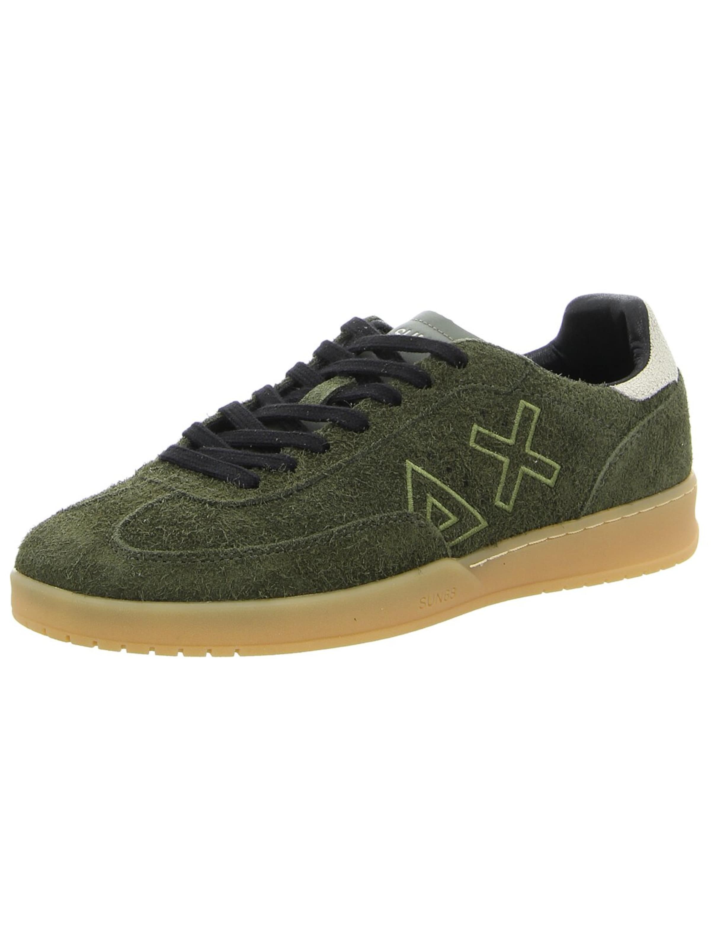 SUN68 Athletic Lace-Up Shoes 'Herren Sneaker Z45140-74 MILITARE SCURO Echt Leder in grün' in Green: front