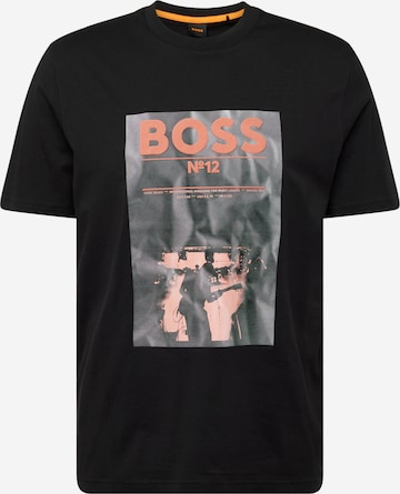 Tricou 'BossTicket' de la BOSS Orange pe negru: față