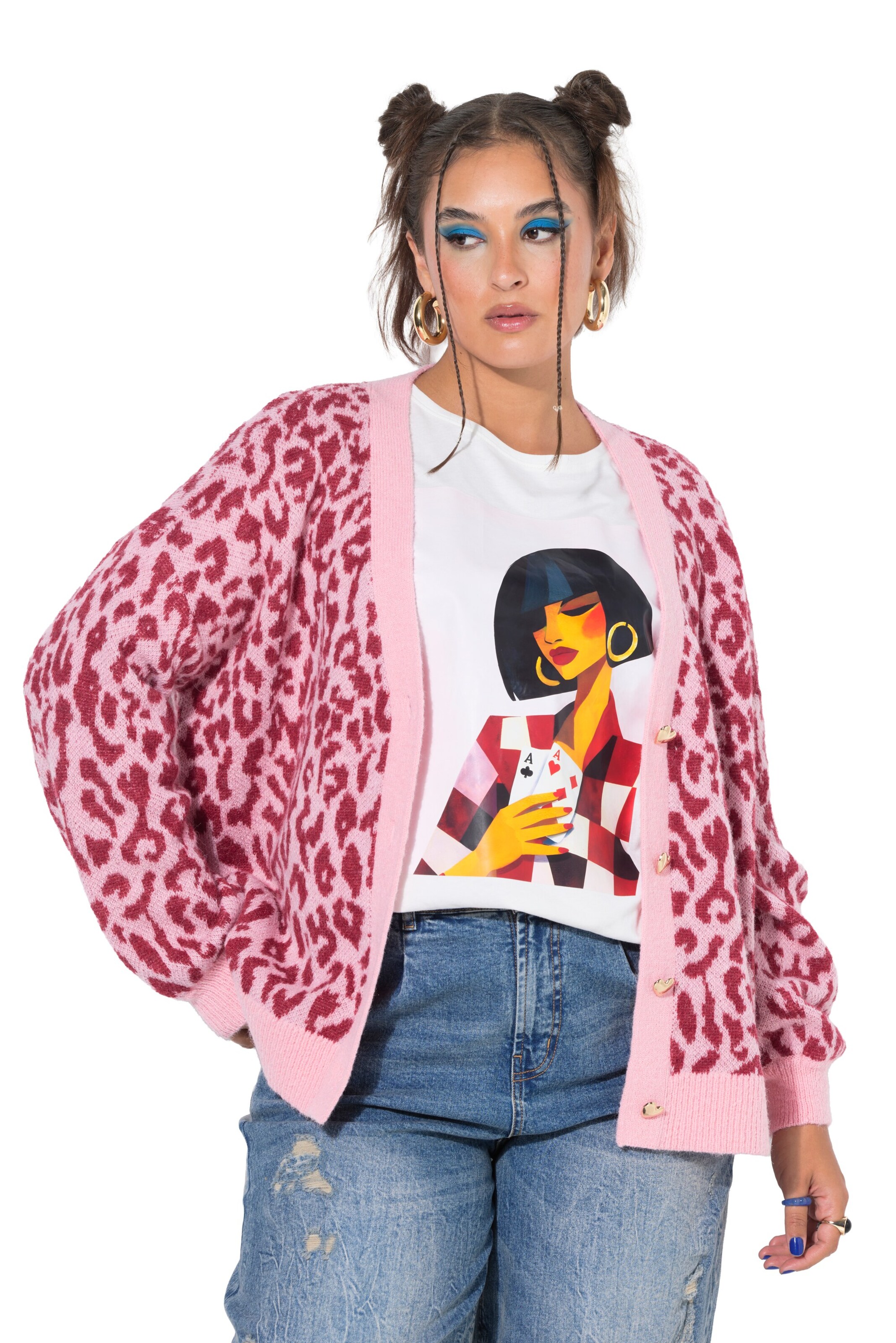 Studio Untold Strickjacke in Pink: Vorderseite
