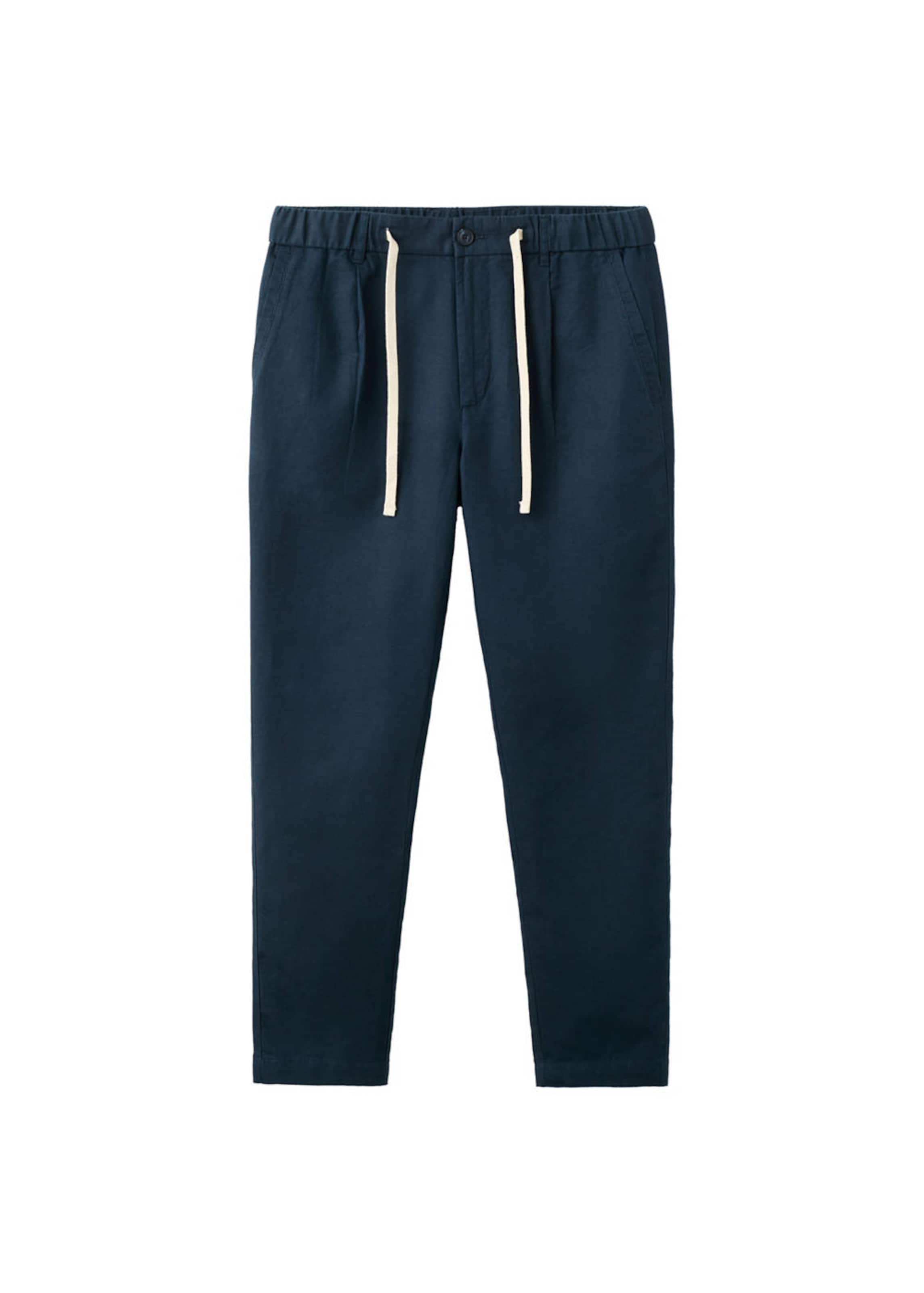MANGO MAN Pleat-Front Pants 'Romelino' in Blue: front