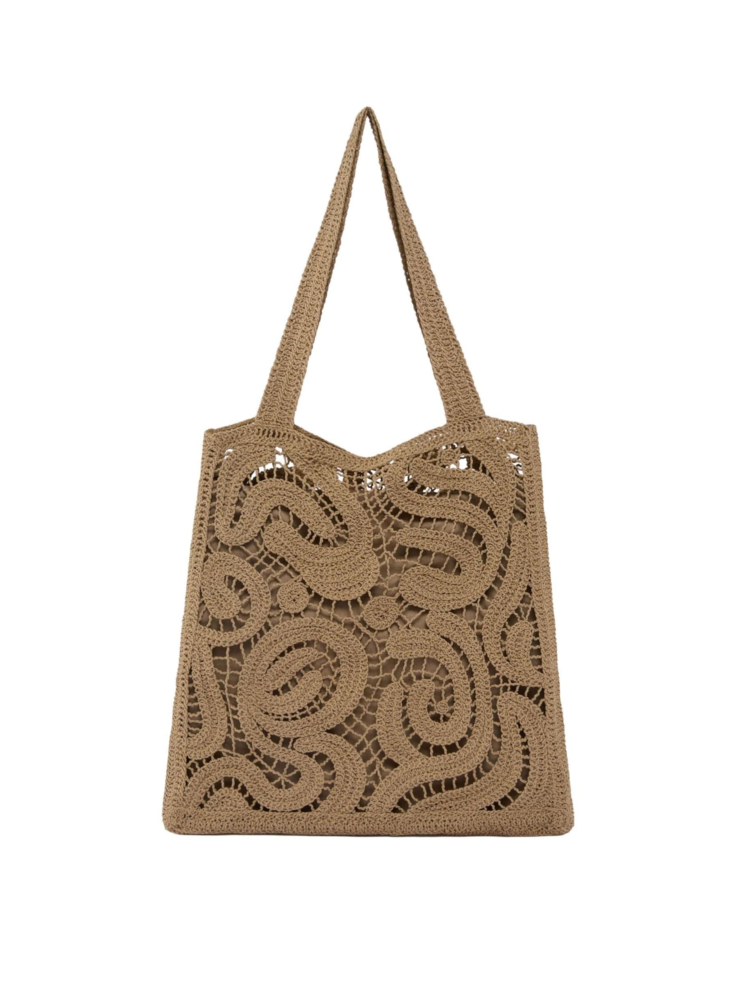 PINKO - Bolso de mano 'PINKO SHOPPER CROCHET GEOMETRICO BORSA' en marrón: frente