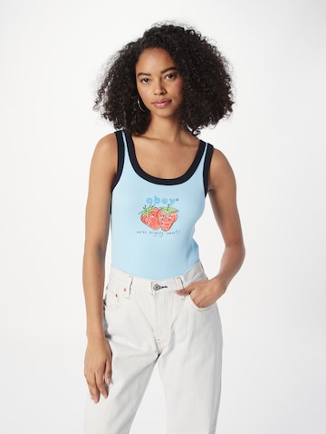 Obey Top 'WE’RE MIGHTY SWEET' in Blauw: voorkant