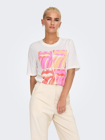 ONLY - Camisa 'ONLROLLING STONES' em branco: frente