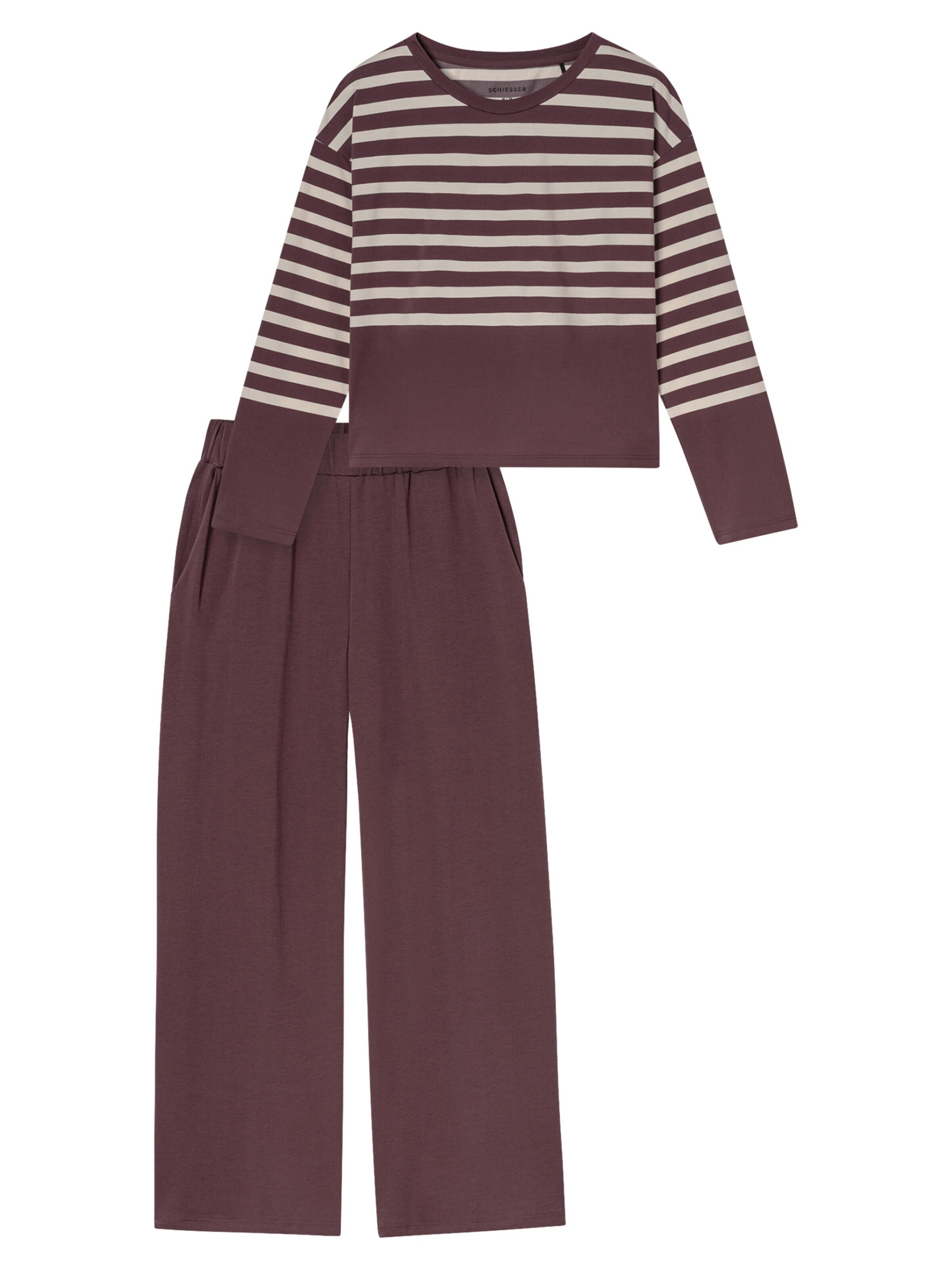 SCHIESSER Pyjama 'Casual Nightwear' in Bruin: voorkant