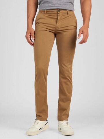 Coupe slim Pantalon chino BOSS en beige : devant